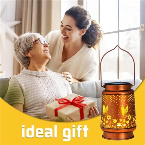 Hummingbird Solar Lantern Outdoor Hanging, Metal Bird Decor Waterproof LED Decor - Picture 6 of 7